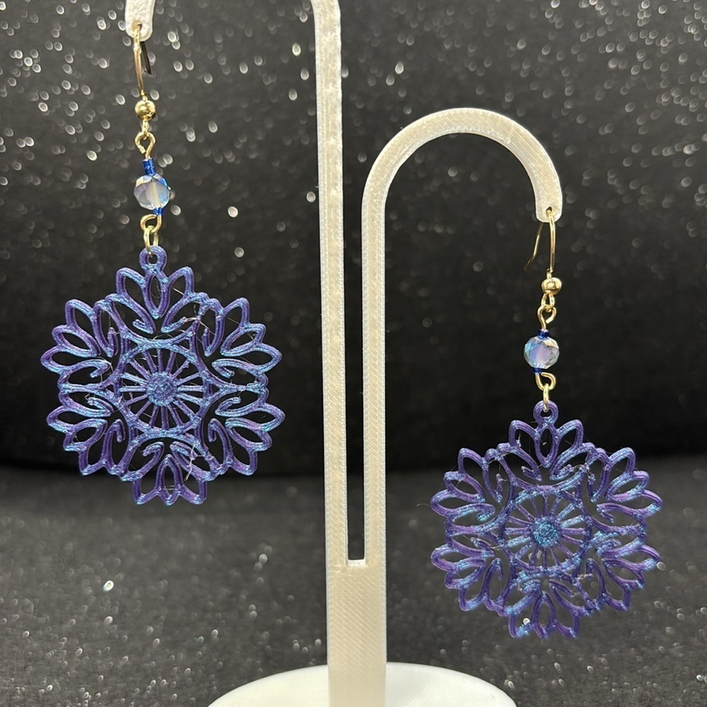 Blue and Purple Color Shift Filigree Earrings - Picture 5 of 5